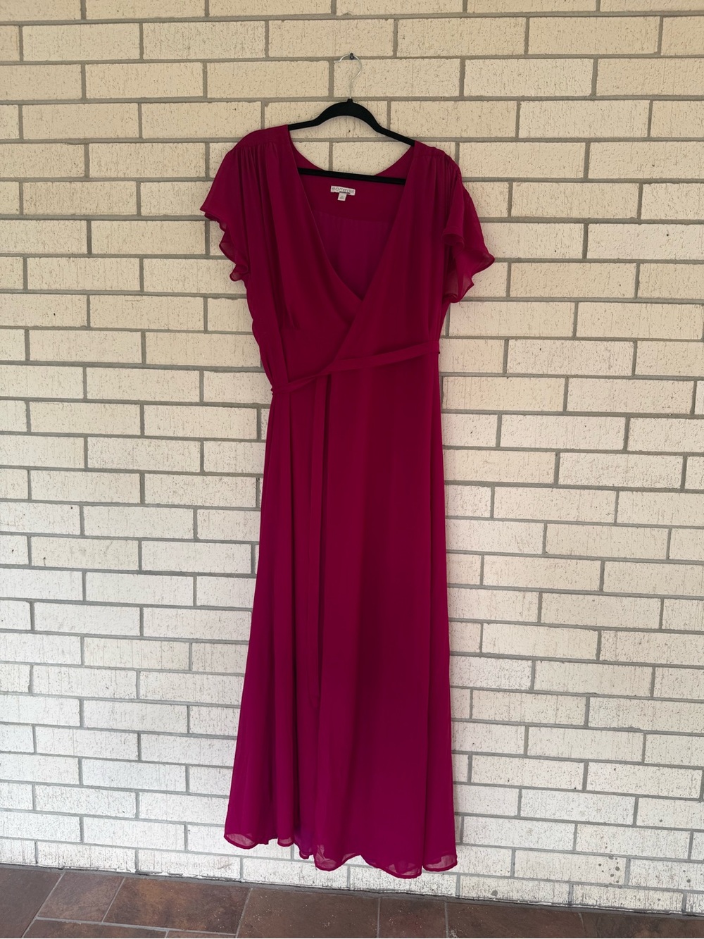 eva mendes for New York & Company Magenta Wrap Maxi Dress